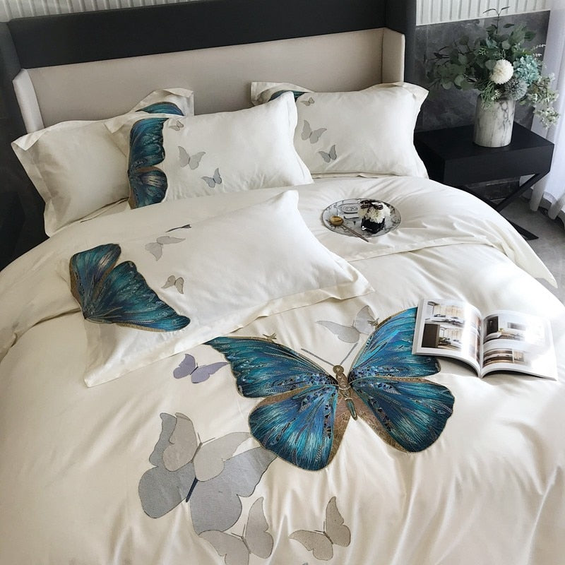 CORX Designs - White Butterfly Egyptian Cotton Duvet Cover Bedding Set - Review
