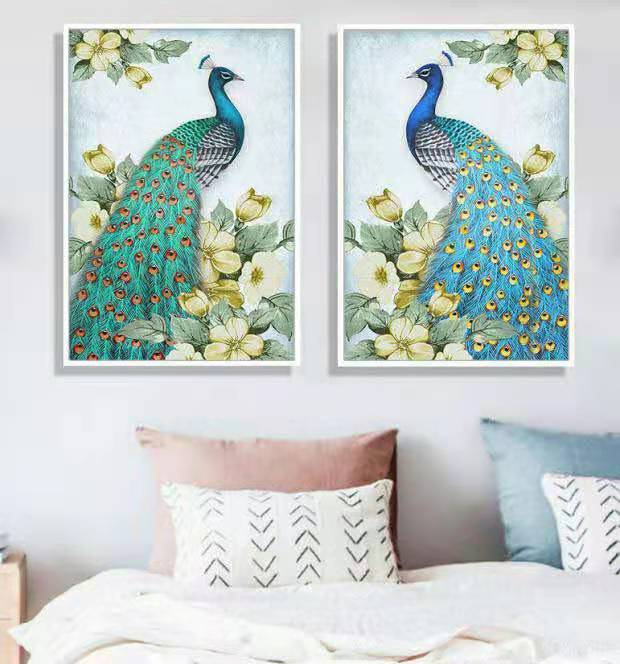 CORX Designs - Peacock Flower Vase Oil Painting Canvas Art - Review
