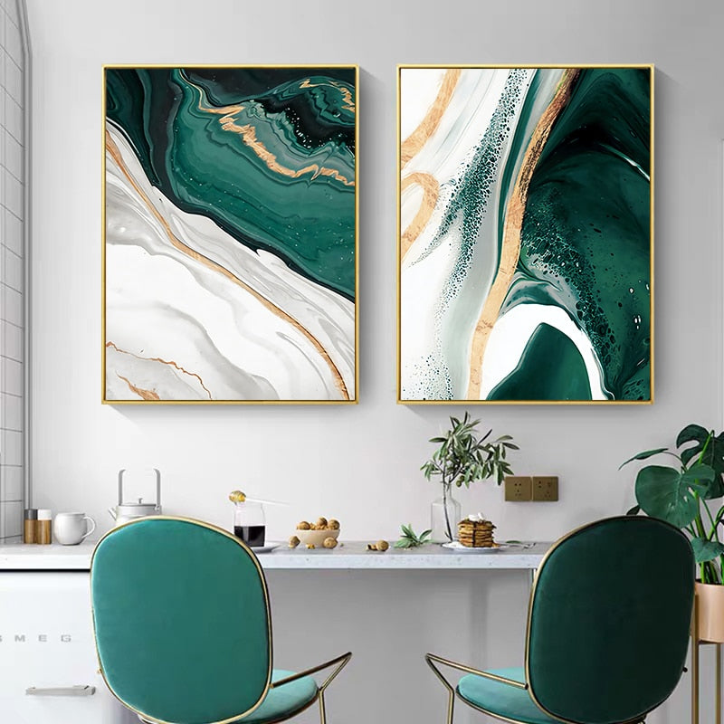 CORX Designs - White Green Gold Marble Canvas Art - Review