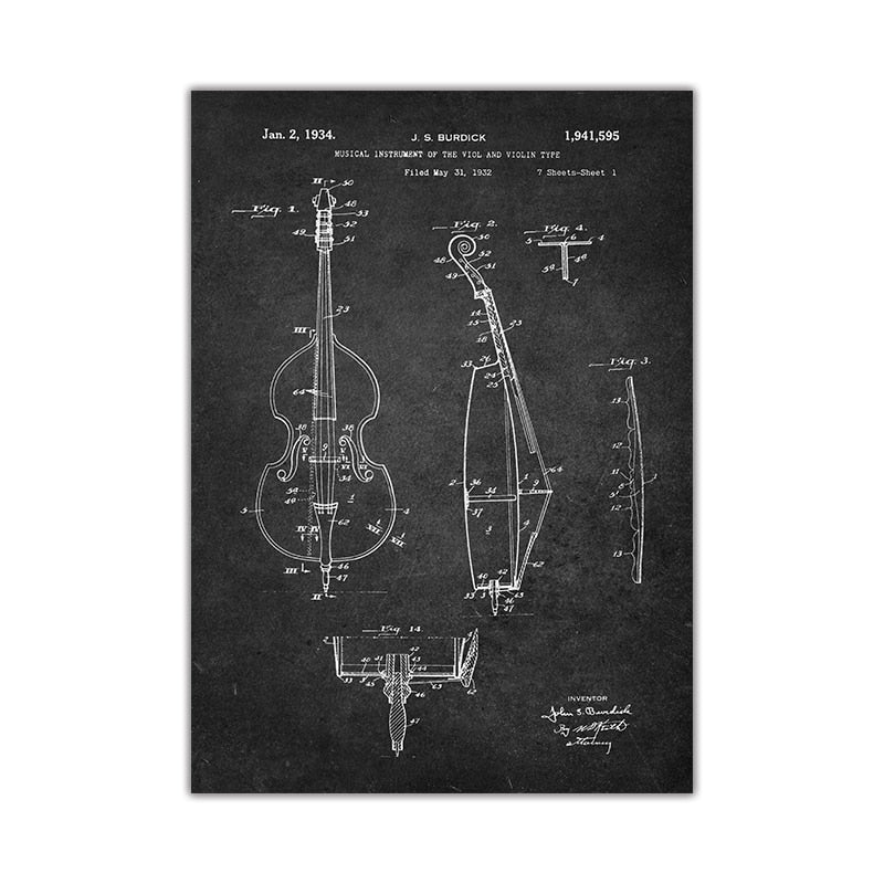 CORX Designs - Music Instrument Blueprint Canvas Art - Review