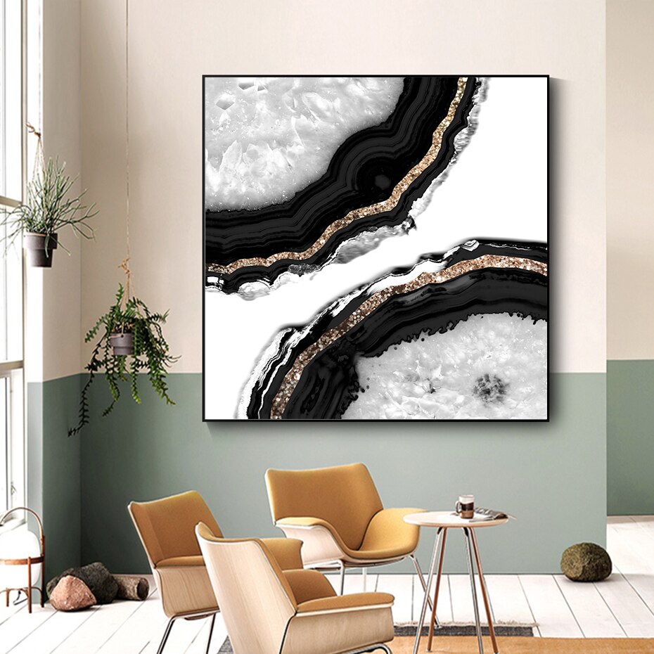 CORX Designs - Black Gray White Agate Canvas Art - Review