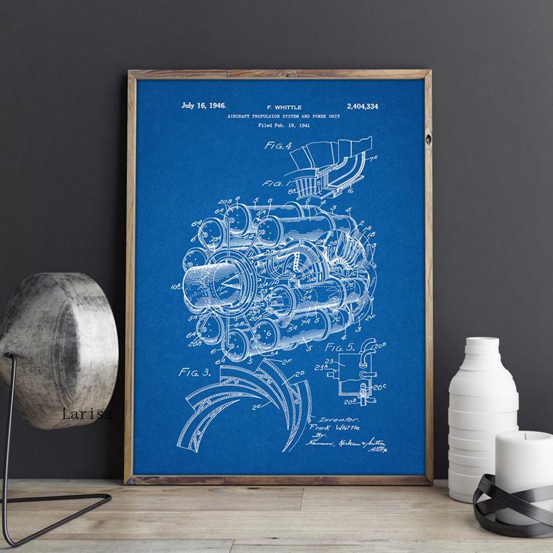 CORX Designs - Airplane Jet Engine Patent Blueprint Canvas Art - Review