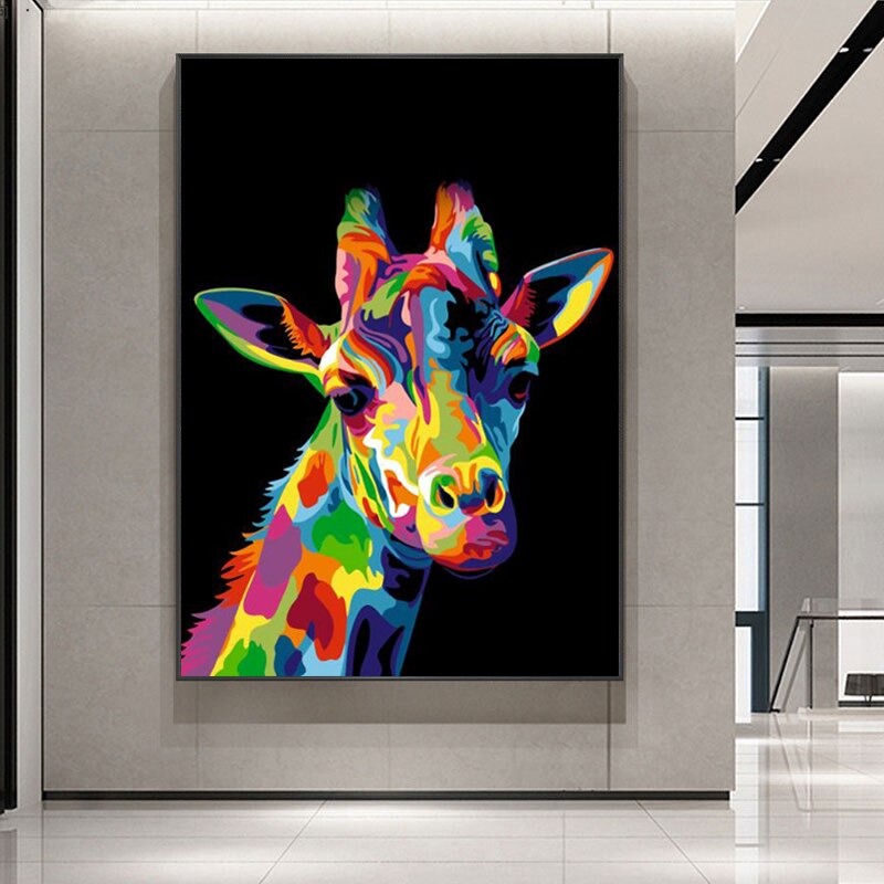 Colorful Giraffe Painting Canvas Art – CORX Designs