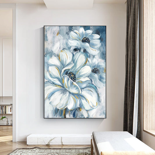 CORX Designs - Light Blue Flower Oil Painting Canvas Art - Review