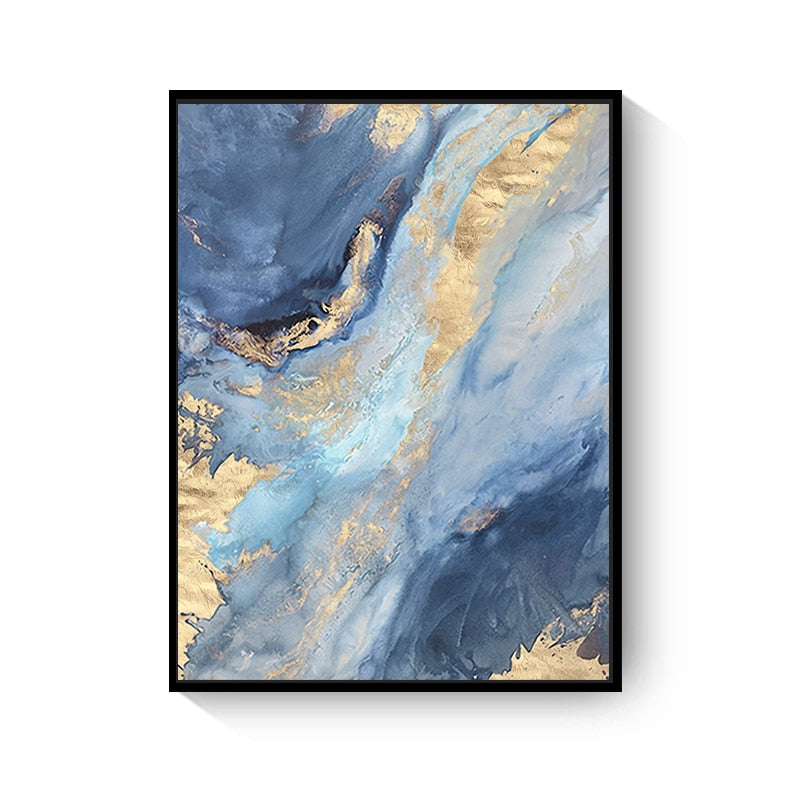 CORX Designs - Abstract Blue Gold Marble Canvas Art - Review