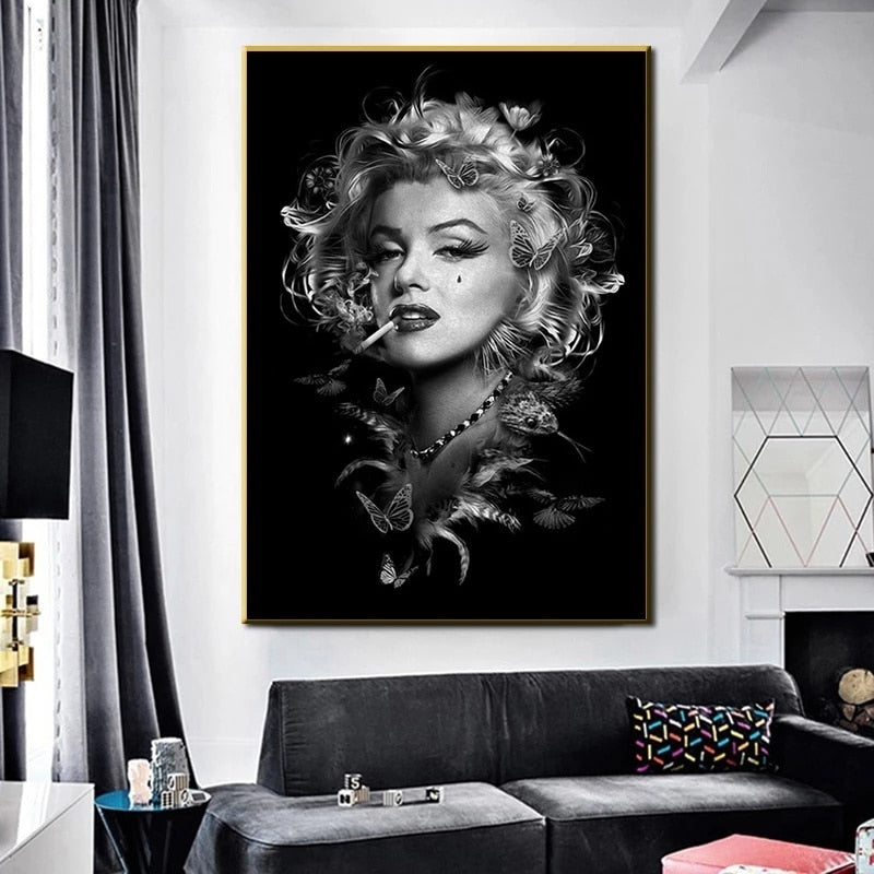 CORX Designs - Black and White Marilyn Monroe Smoking Canvas Art - Review