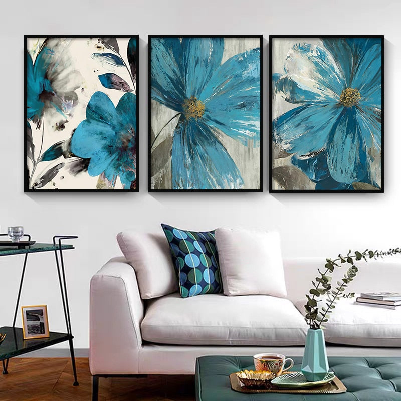 CORX Designs - Blue Paint Flowers Canvas Art - Review