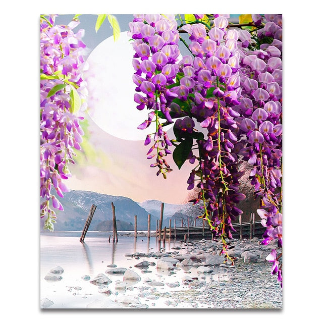 CORX Designs - Purple Flower Tree Swan Lake Landscape Canvas Art - Review