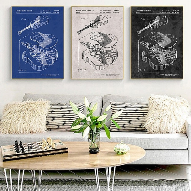 CORX Designs - Martin Guitar Patent Blueprint Canvas Art - Review