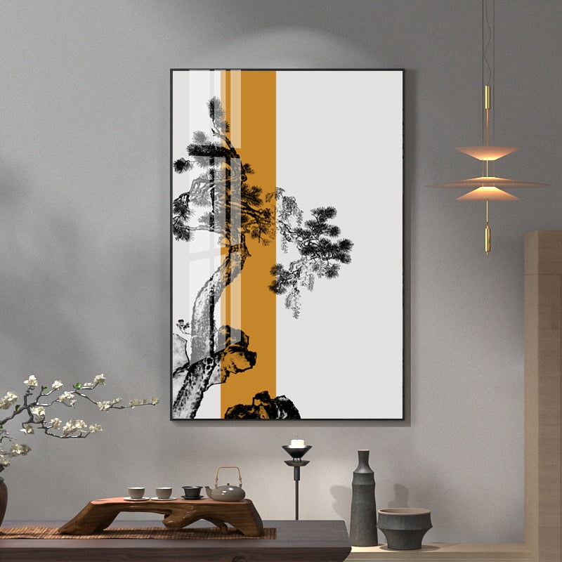 CORX Designs - Chinese Style Black And White Welcome Pine Canvas Art - Review