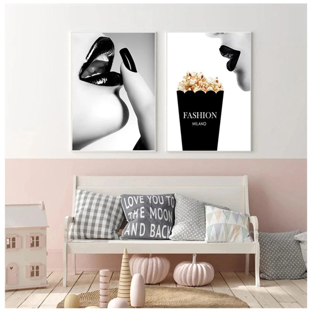 CORX Designs - Black and White Sexy Lips Popcorn Canvas Art - Review