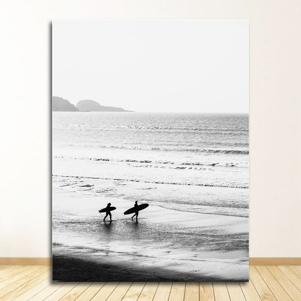 CORX Designs - Black and White Ocean Surfing Coastal Beach Canvas Art - Review