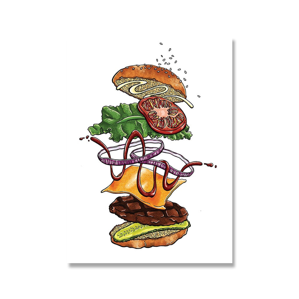 CORX Designs - Cartoon Sandwich Burger Ice Cream Canvas Art - Review
