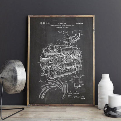 CORX Designs - Airplane Jet Engine Patent Blueprint Canvas Art - Review