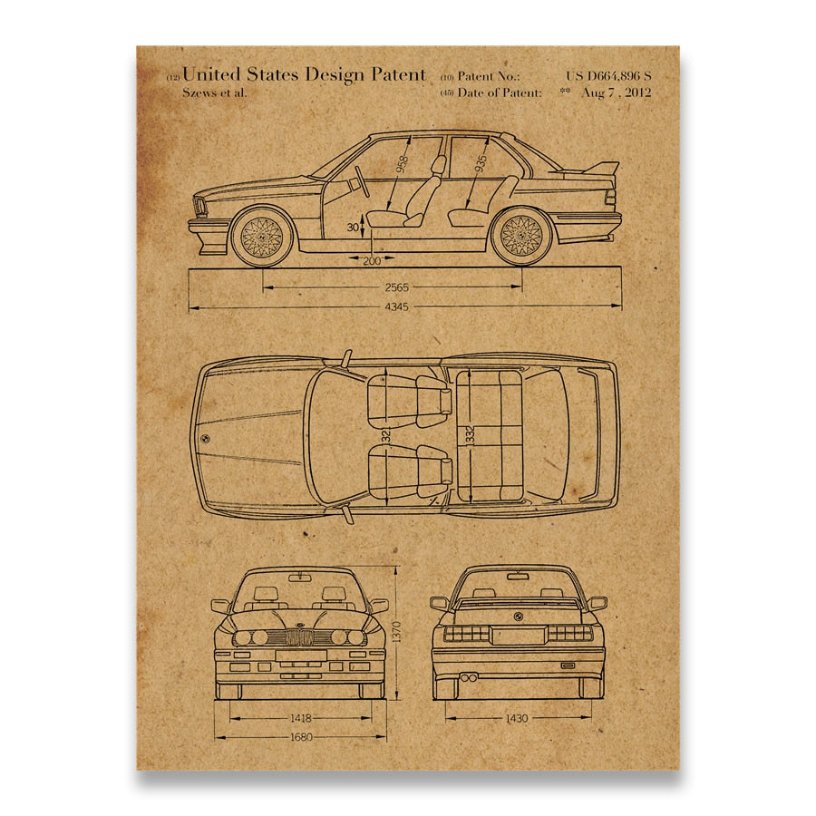 CORX Designs - BMW E30 M3 Car Blueprint Canvas Art - Review