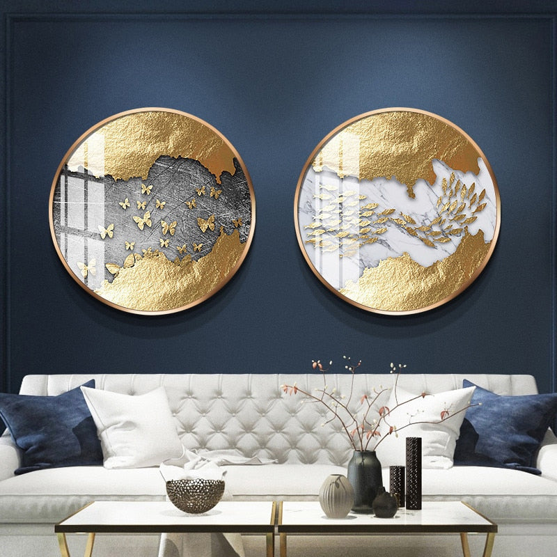 CORX Designs - Golden Abstract Luxury Round Canvas Art - Review