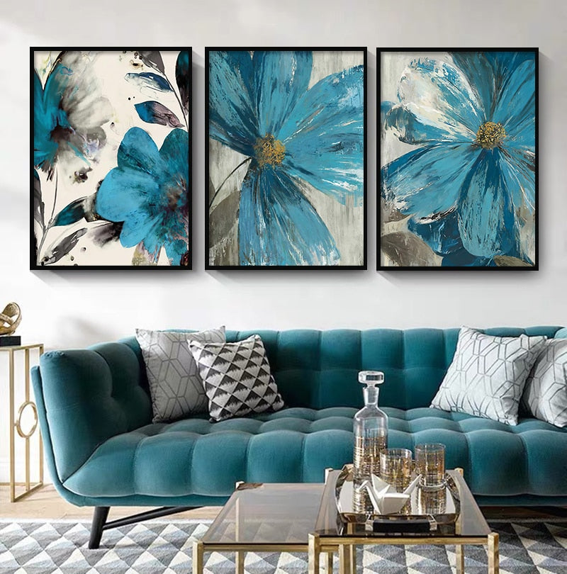 CORX Designs - Blue Paint Flowers Canvas Art - Review