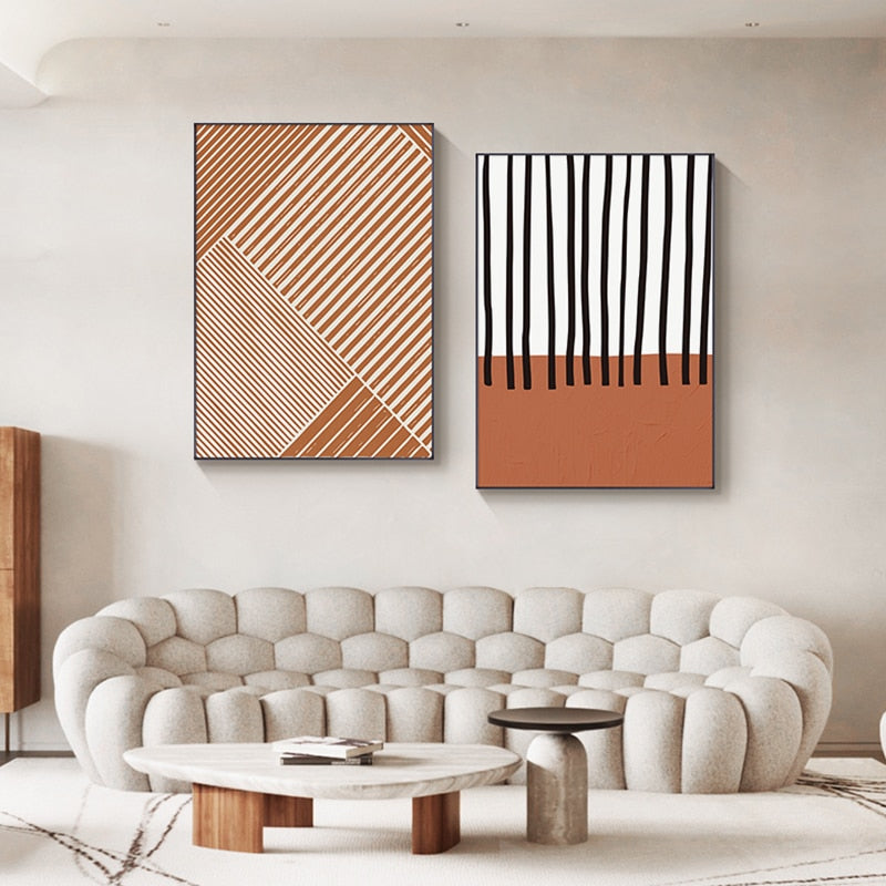 CORX Designs - Abstract Geometric Brown Beige Black Canvas Art - Review