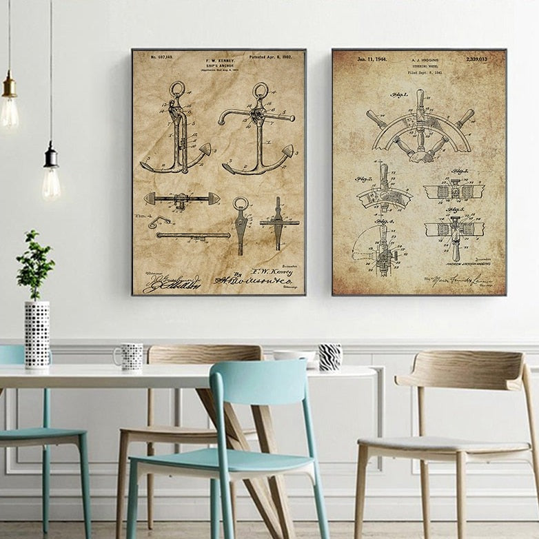 CORX Designs - Sailboat Anchor Patent Blueprint Canvas Art - Review