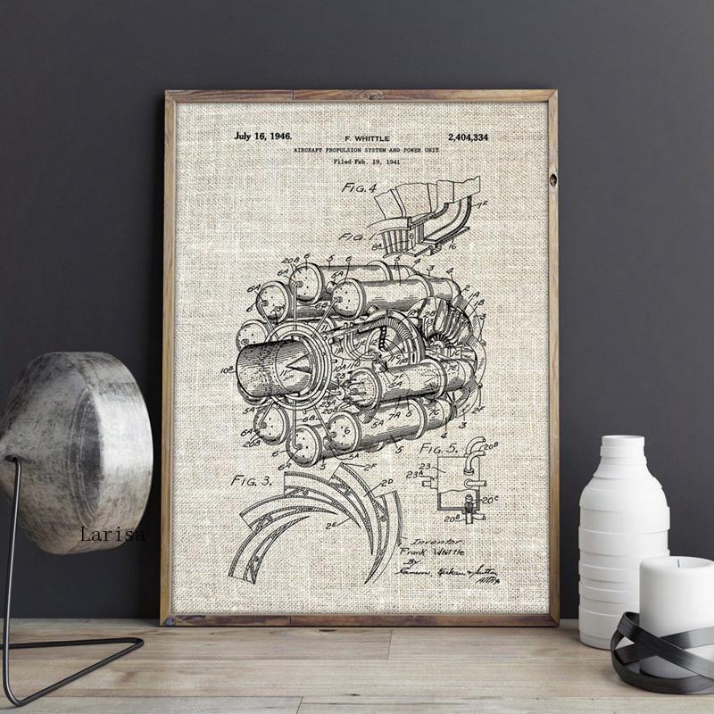 CORX Designs - Airplane Jet Engine Patent Blueprint Canvas Art - Review