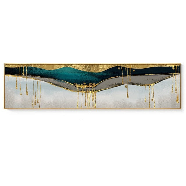 CORX Designs - Abstract Green Blue Marble Gray Gold Canvas Art - Review