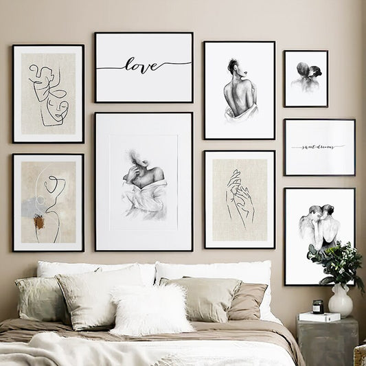 CORX Designs - Black White Sketch Girl Lover Line Canvas Art - Review