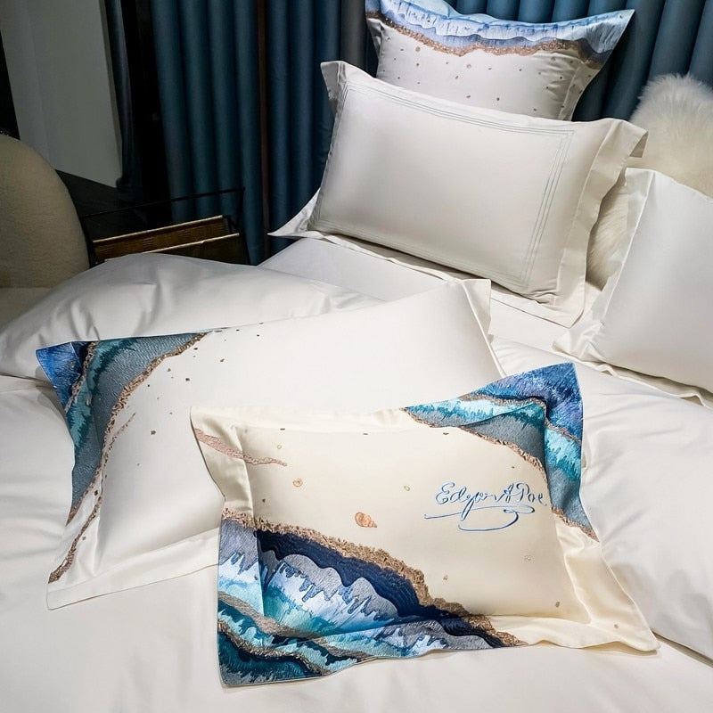 CORX Designs - Sapphire Marble Embroidery Duvet Cover Bedding Set - Review