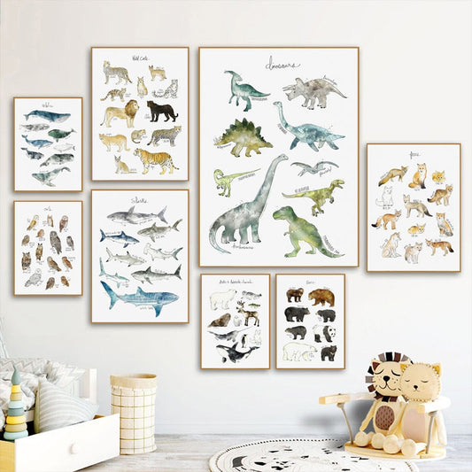 CORX Designs - Animal Dinosaur Lion Fox Deer Nursery Room Canvas Art - Review
