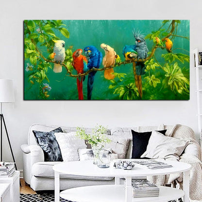 CORX Designs - Parrot Bird on Branches Oil Painting Canvas Art - Review