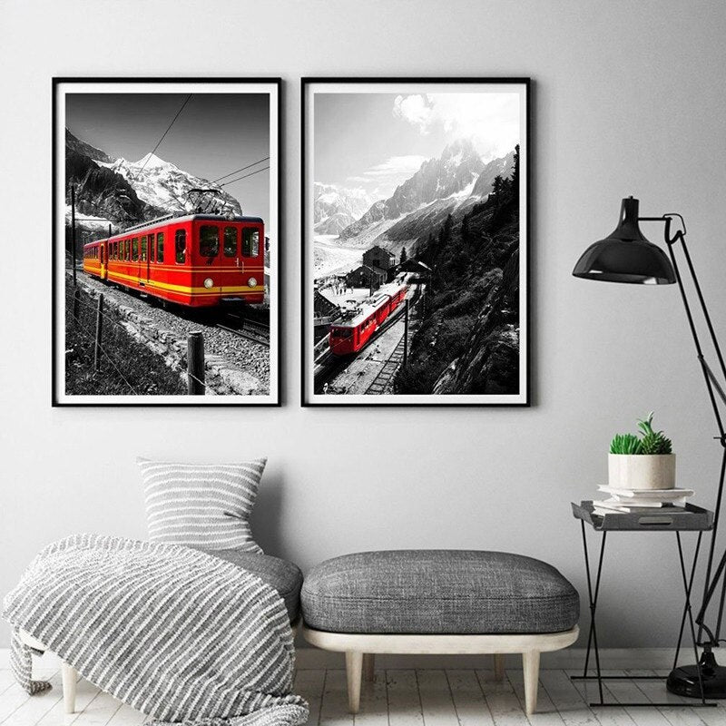 CORX Designs - Rustic Red Train Snow Mountain Canvas Art - Review