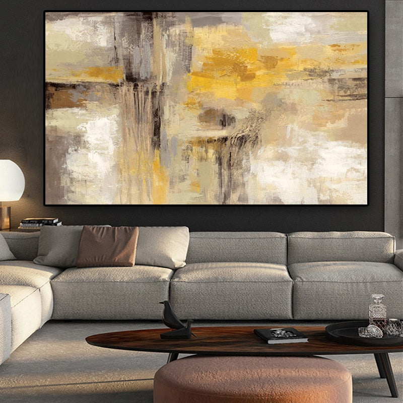 CORX Designs - Gold Abstract Oil painting Wall Art Canvas - Review