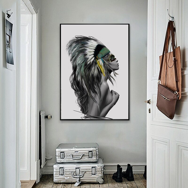 CORX Designs - Black and White Native American Indian Woman Canvas Art - Review