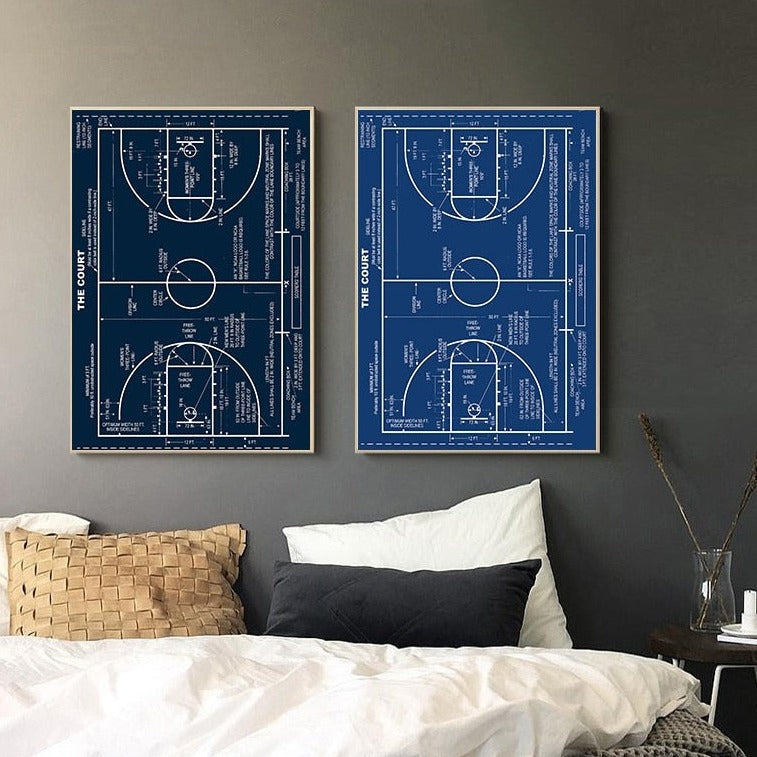 CORX Designs - Basketball Court Blueprint Canvas Art - Review
