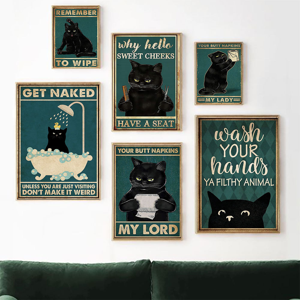 CORX Designs - Black Cat Bathroom Funny Canvas Art - Review
