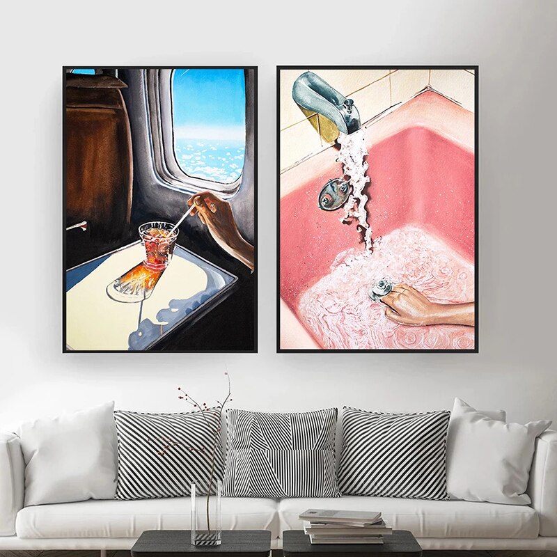 CORX Designs - Drinking By The Airplane Window Canvas Art - Review