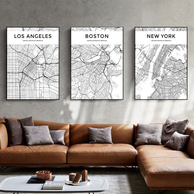 CORX Designs - Black and White World City Map Wall Art Canvas - Review