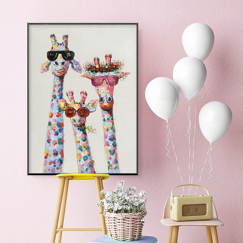 CORX Designs - Cartoon Giraffes Family Wall Art Canvas - Review