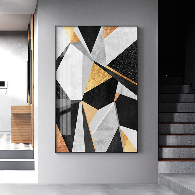 CORX Designs - Modern Abstract Black Golden Geometric Canvas Art - Review