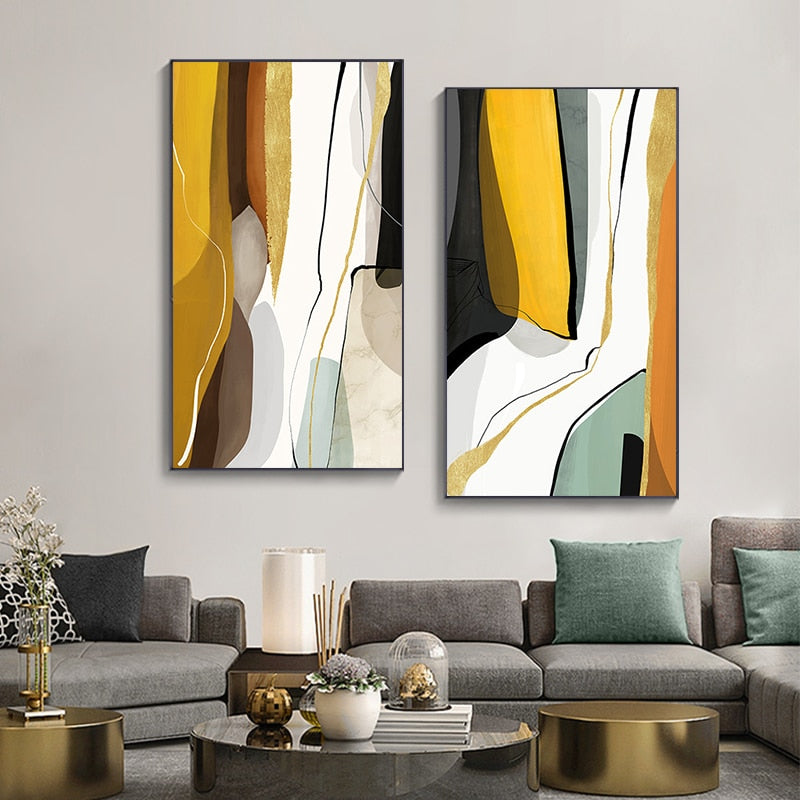 CORX Designs - Abstract Yellow Brown White Canvas Art - Review