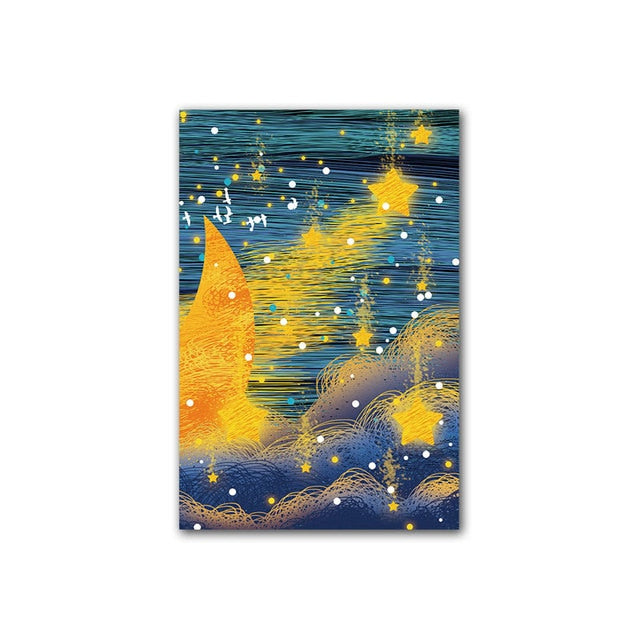 CORX Designs - Abstract Girl Dancing On Yellow Moon Stars Canvas Art - Review