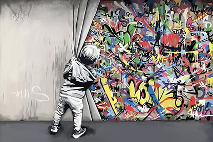 CORX Designs - Kids Behind The Curtain Graffiti Art Canvas - Review