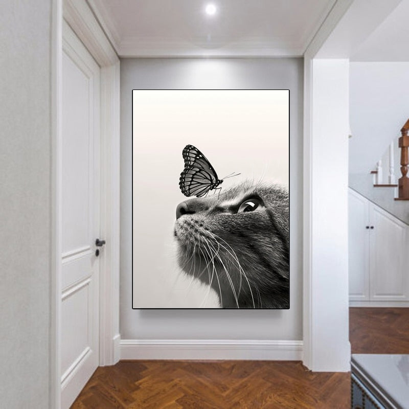 CORX Designs - Black and White Cat Butterfly Canvas Art - Review