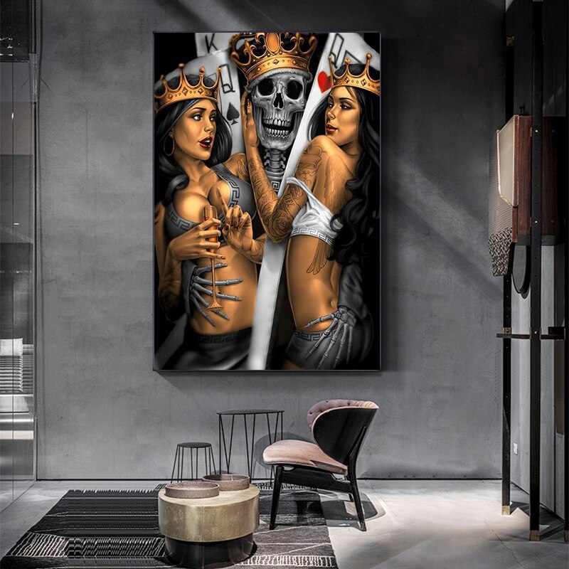 CORX Designs - Skeleton King and Queen Poker Sexy Girl Canvas Art - Review