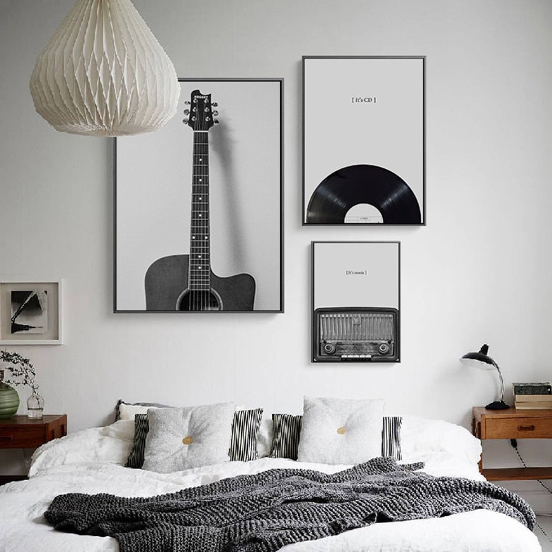 CORX Designs - Black and White Guitar Radio CD Music Canvas Art - Review