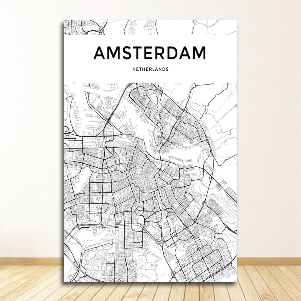 CORX Designs - Black and White World City Map Wall Art Canvas - Review