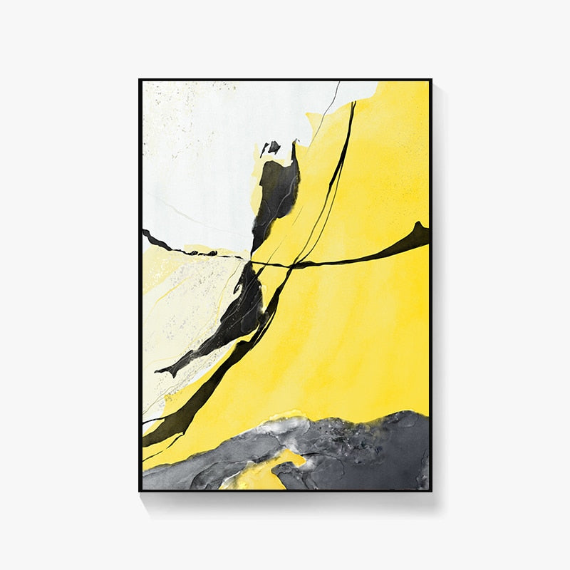 CORX Designs - Abstract Yellow And Black Marble Canvas Art - Review