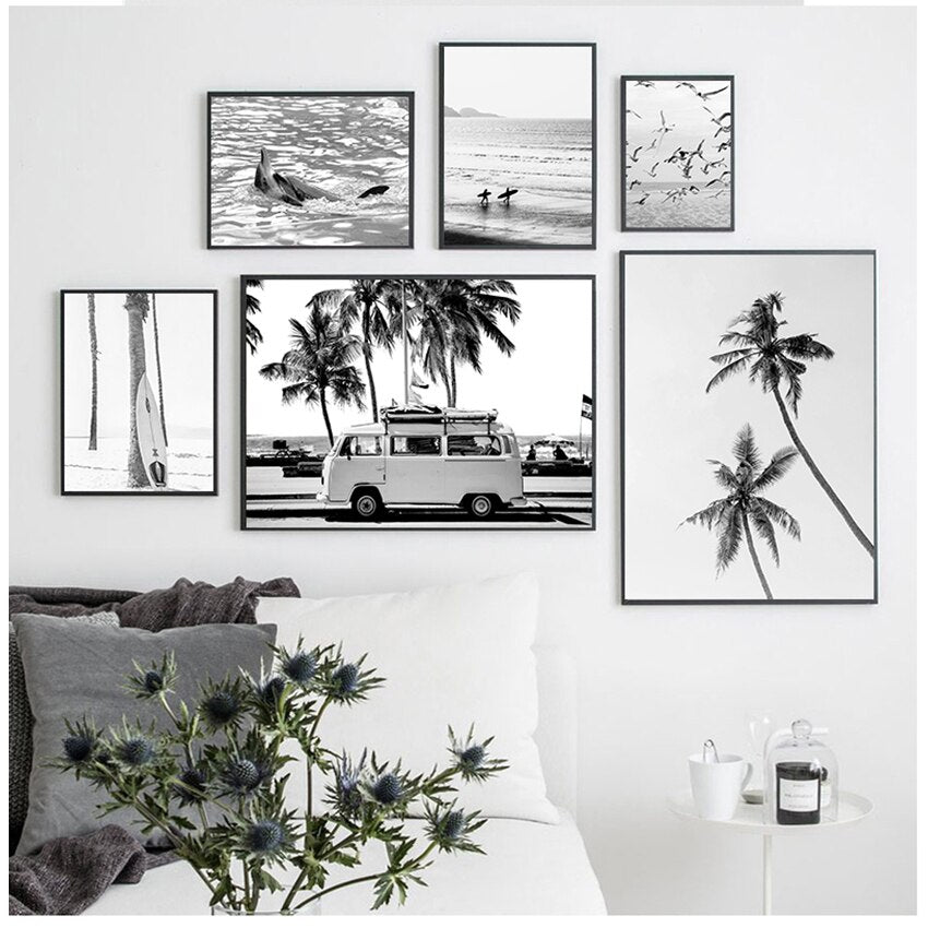 CORX Designs - Black and White Ocean Surfing Coastal Beach Canvas Art - Review