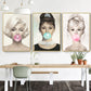 CORX Designs - Audrey Hepburn Girl Pink Bubble Gum Stars Canvas Art - Review