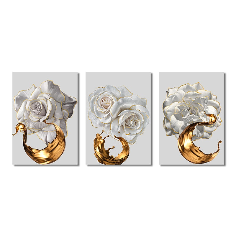 CORX Designs - White Flower Painting Gold Foil Canvas Art - Review
