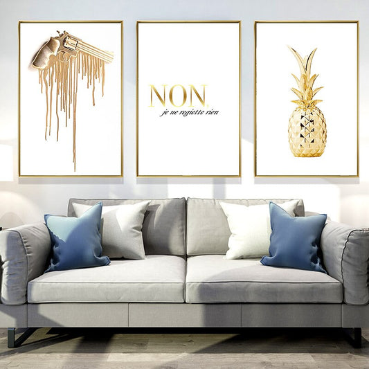CORX Designs - Golden Pineapple Love Simple Letter Canvas Art - Review